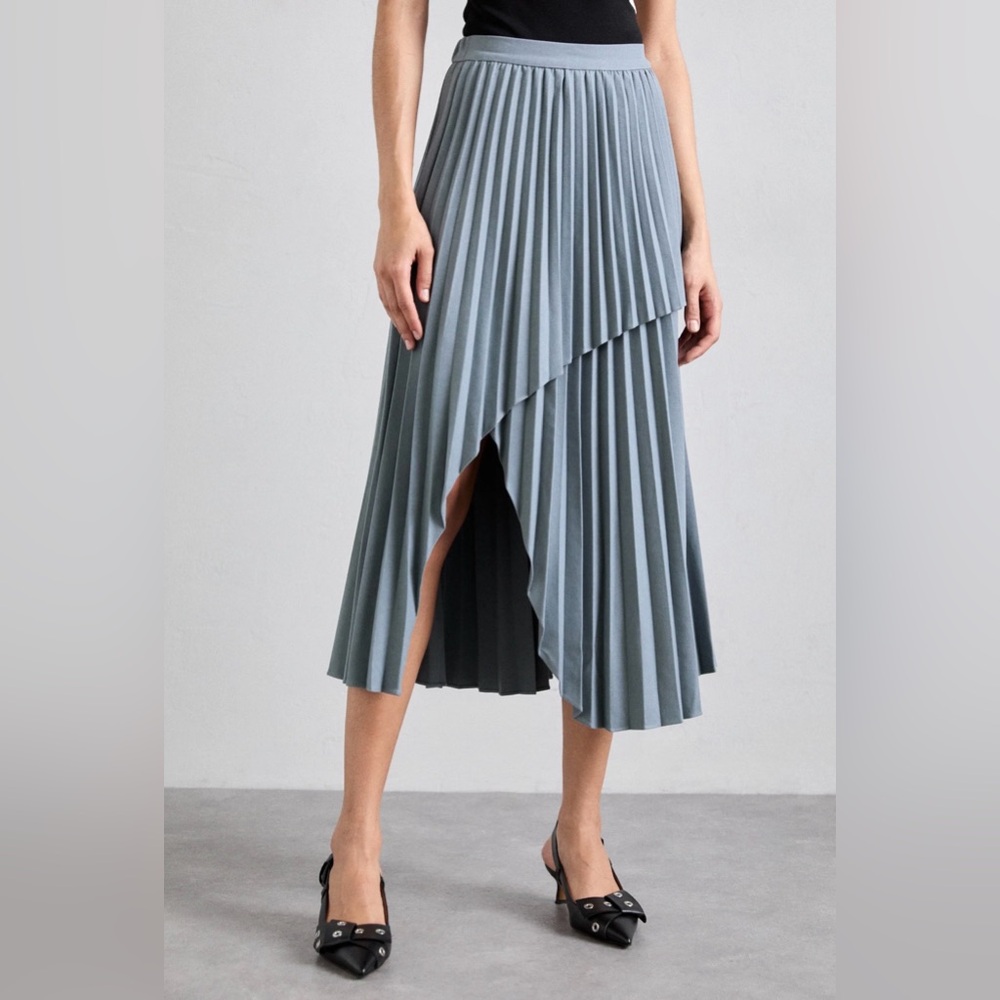 MAJE Asymmetric Pleated Midi Skirt / Size Small
